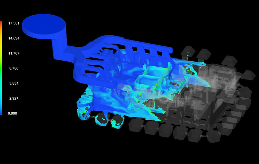 從分析模具和壓鑄的可行性開(kāi)始，根據設計方案做出模流分析，有效解決排氣、收縮和缺料等問(wèn)題。